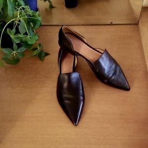 Black leather flats
